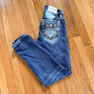 Miss Me Embellished Skinny Jeans Size 24 Low Rise Ankle Rhinestone